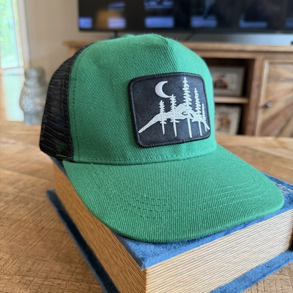 Forest CS107 Green Trucker Hat Moon Trees Outdoor Nature Snapback Cap - Picture 1 of 9